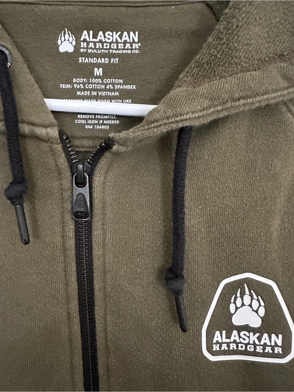 Alaskan Hardgear Olive Green Zip-Up Hoodie